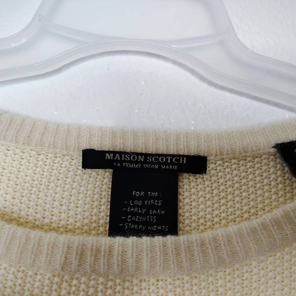 Maison Scotch Cream  Lamb wool/ Angora Blend Knit Jumper Sweater Sz 1 / Small - Picture 3 of 16